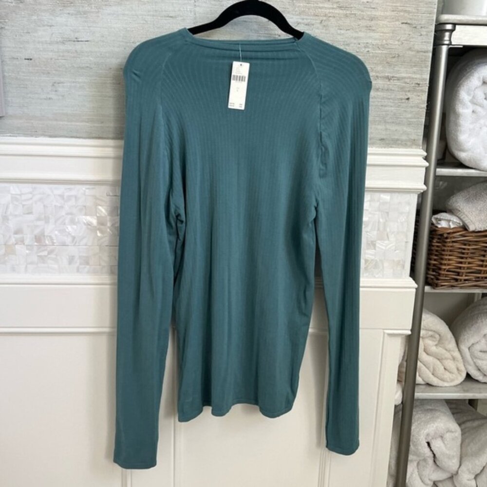 NWT large Anthropologie ribbed long sleeve top tunic mint blue
